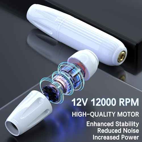 POSEIDON Wireless Rotary Tattoo Machine Kit with 20 Tattoo Cartridge Needles, Ink Set & 2 Rechargeable Batteries | Professional Portable Tattoo Gun for Beginners | Complete Starter Supplies