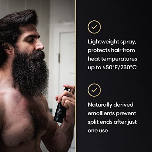 Beard & Hair Heat Protectant Spray - Viking Shield Beard Spray for Men, Protects Hair from Heat Damage of Straightener and Styling - Argan Oil Thermal Protector Spray - Protect Up To 450¨¬ F - 4 Fl Oz