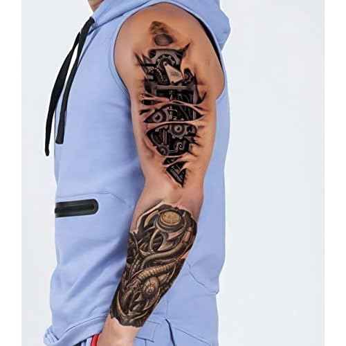 ROARHOWL Very cool machine 3D realistic fake tattoos£¬wound robot makeup Temporary Tattoos for men women (Design 5)