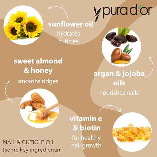 PURA D'OR 4 Oz Nail and Cuticle Oil - Nourishing Treatment with Dropper - Natural Blend Enriched with Biotin, Vitamin E, Milk for Nail Growth, Healthy Nail Beds and Great for Acrylic Nails