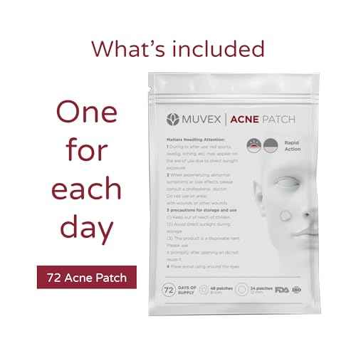 MUVEX Acne Patches for Pimples ? Hydrocolloid Pimple Patch for Whiteheads ? Overnight Spot Treatment ? Oil Absorbing, Drug-Free, Invisible, Vegan & Safe for Sensitive Skin ? 72 Count.
