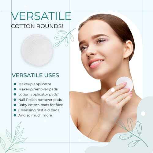 R-Neu Premium [Turkish] Cotton Rounds, 400 Count, Stitched, Waffle Textured, 100% Pure & Natural Cotton Pads for Face, Hypoallergenic Makeup Remover (4 Pack of 100)