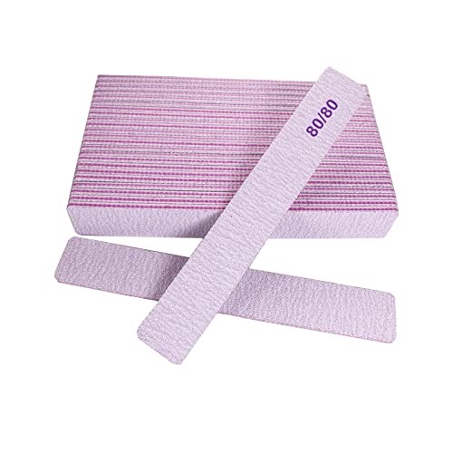80/80 Grit Nail Files, Emery Boards Nail File for Acrylic and Gel Nails, Coarse Nail File Double Sided 80 Grits Emory Professional Filers Reusable Washable Manicure Square Gray