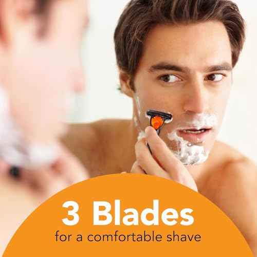 BIC Comfort 3 Men's Refillable 3 Blade Razors, Black Handle with Pivoting Head, 12-Pack