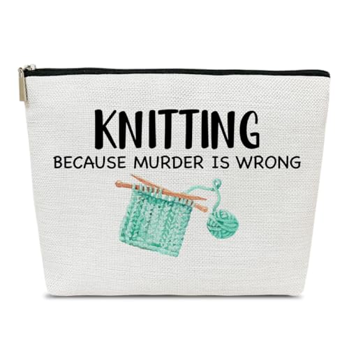 Funny Knitting Gifts Makeup Bag, Crocheting Gifts for Knitters Lovers, Women, Crocheter Supplies Stuff, Cosmetic Bag for Purse