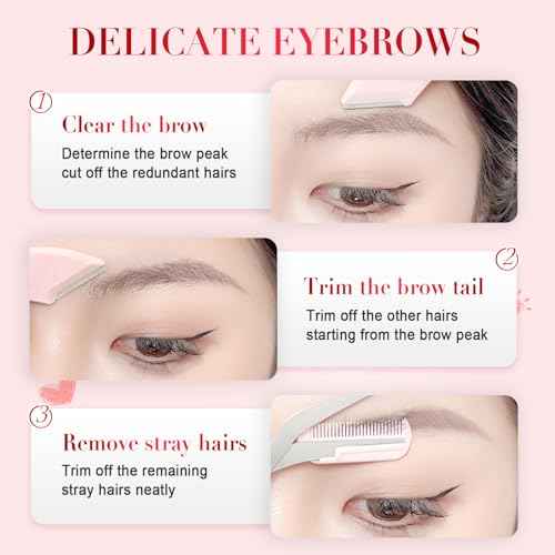 Eyebrow Trimmer Scissor, 2025 New Precision Eyebrow Grooming Kit, Portable Eyebrow Razor for Home Use, Removal Eyebrow Scissor Shaping Tool for Women (Pink)