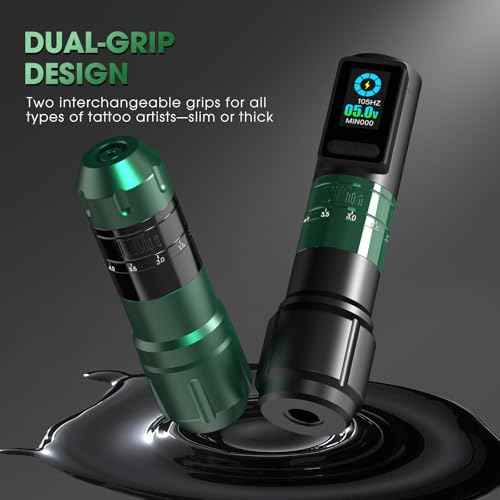 INKin Inferno Wireless Tattoo Machine 6 Adjustable Stroke 2.0mm - 4.5mm, Tattoo Gun with 40mm and 36mm Large Grip, 1800 mAh Battery Supports 6-8 Hours of Work, Great for Tattoo Artists