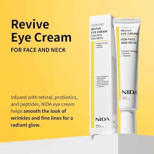 NIDA Revive Eye Cream For Face And Neck | Probiotic Solution, Retinal, Peptide | Wrinkles, Fine Lines, Cell Turnover, Firm Skin Texture, Radiant Skin, Moisture Retention | 1.35 fl. oz., 40ml