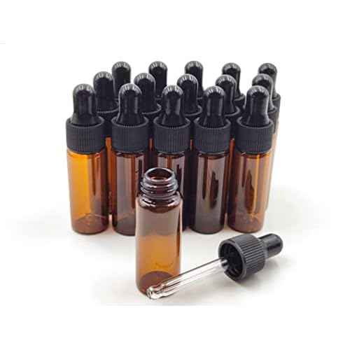 15Packs 5ml Tiny Amber Glass Mini Dropper Bottles for Essential Oils, Cosmetics, and Liquid Small Empty Travel Sample Vials with Dropper and Black Caps