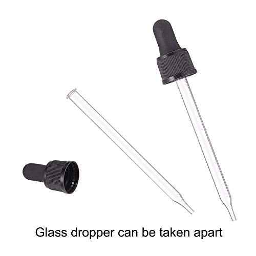 PH PandaHall 18-410 Glass Eye Droppers for Essential Oil, Set of 12 Pressure Rotating Cover Oil Droppers Pipettes Roller Tops for 100ml Dropper Bottles, Perfume, 12.5x2.16cm, Inner diameter 1.93cm