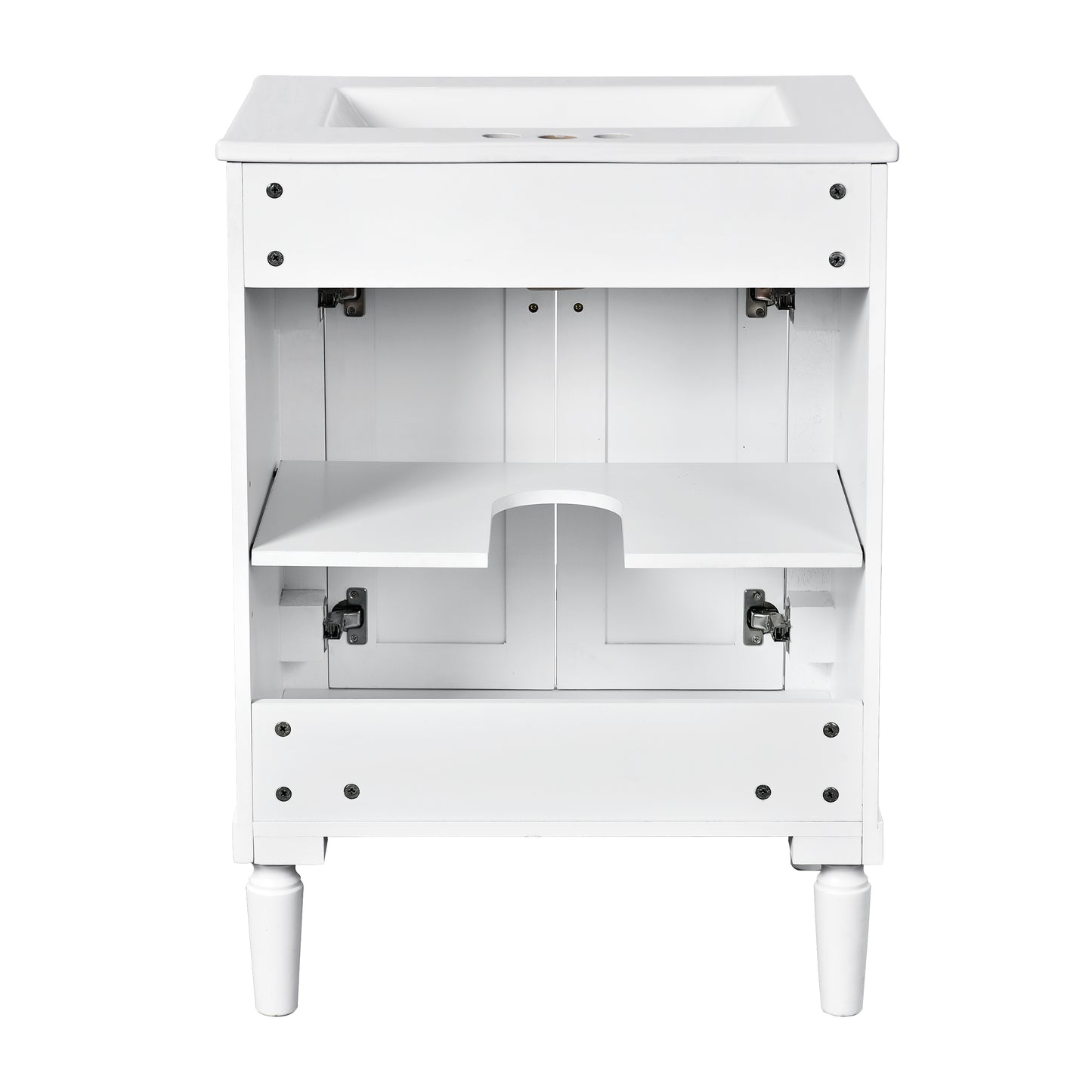 24-Inch Modern Bathroom Vanity with Ceramic Sink & Storage Cabinet