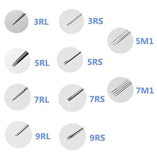 Tattoo Needles Set - Autdor 200PCS Mixed Tattoo Needles 3RL,5RL,7RL,9RL,3RS,5RS,7RS,9RS,5M1,7M1 Disposable Sterile Tattoo Gun Needles Assorted Liners,Shaders and Magnum (Mixed-RL/RS/M1-200pcs)