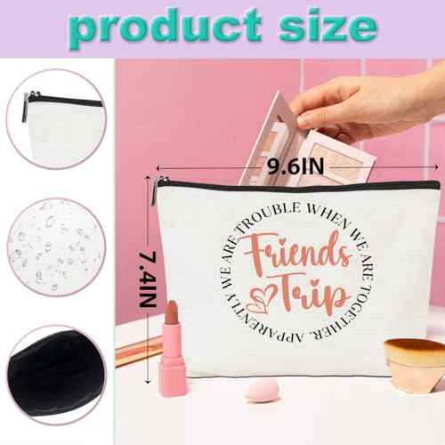 5 Pcs Girls Trip Gifts Girls Weekend 2025 Makeup Bag Friends Trip Gifts Favors Summer Gifts Cosmetic Bag Toiletry Bag Zipper Pouch Weekender Bags for Women Girl Friendship Bachelorette Party Birthday