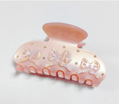 Jelly Colored Bow Hair Clip - Pink