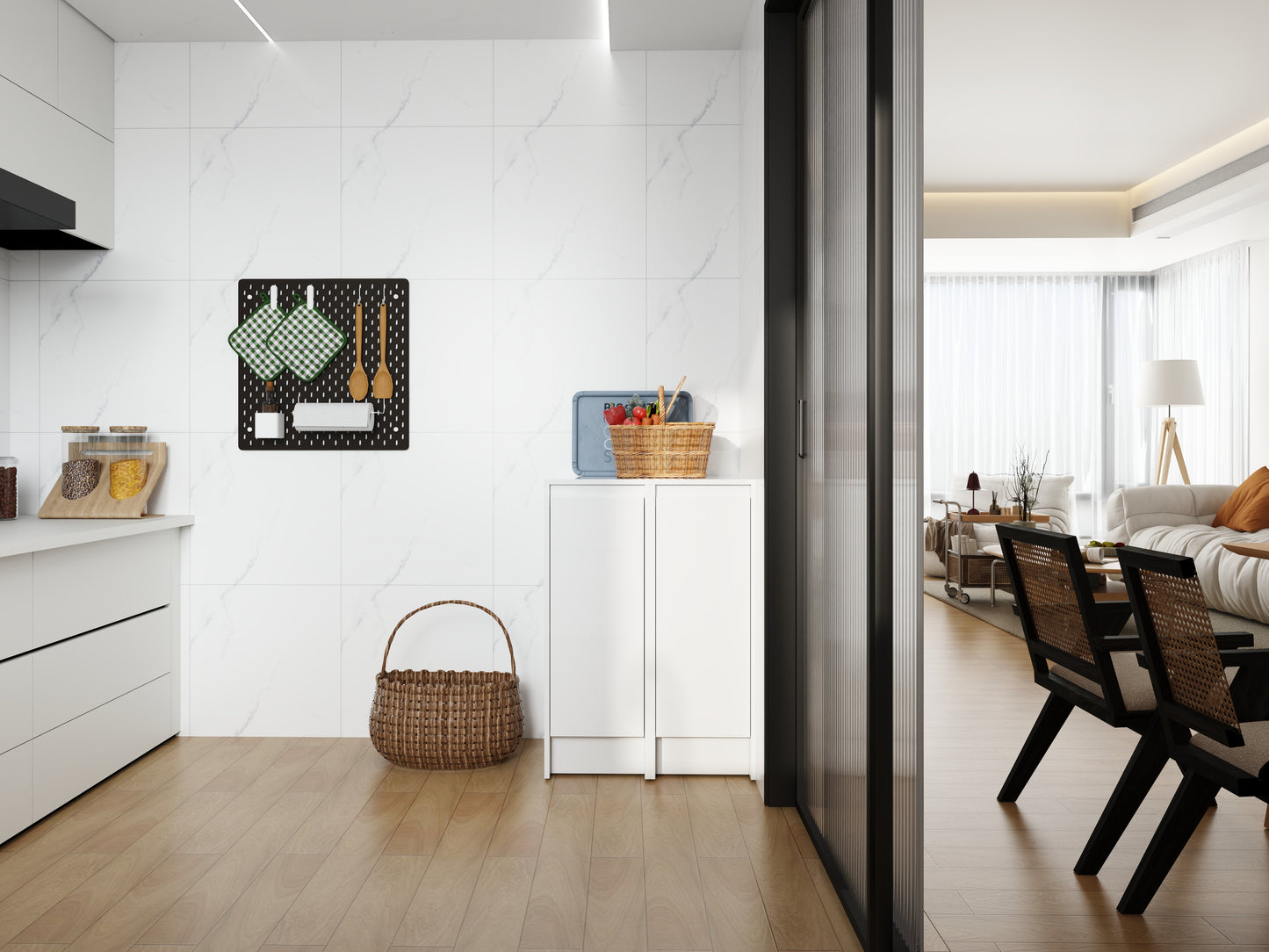 24 Freestanding Bathroom Storage Cabinet, Soft Close Doors, Glossy