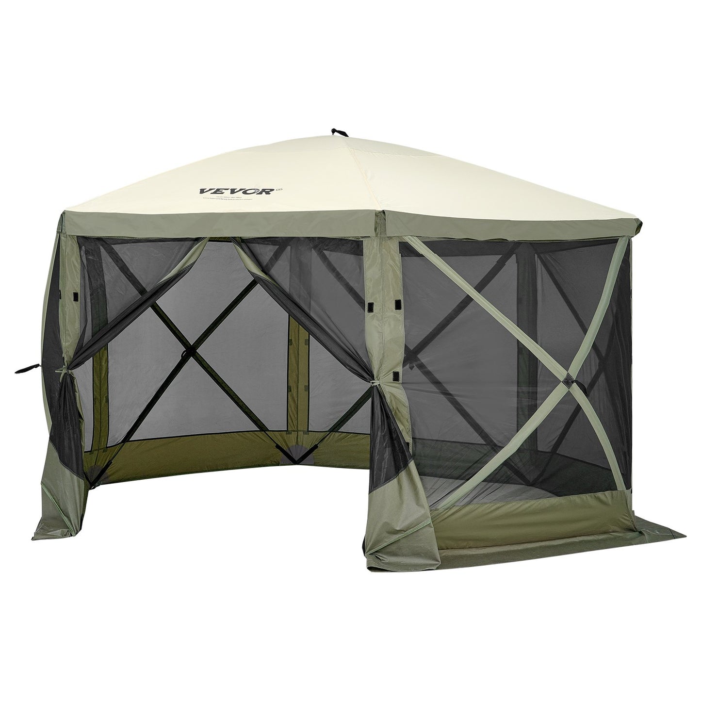12x12FT Pop-Up Gazebo Tent with Mesh Windows & Removable Side Walls - Green