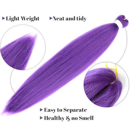 Purple Braiding Hair Extensions 30Inch Pre Stretched Synthetic Braiding Hair for Braids as Rumi Hair Style (purple, 30 Inch (Pack of 2))