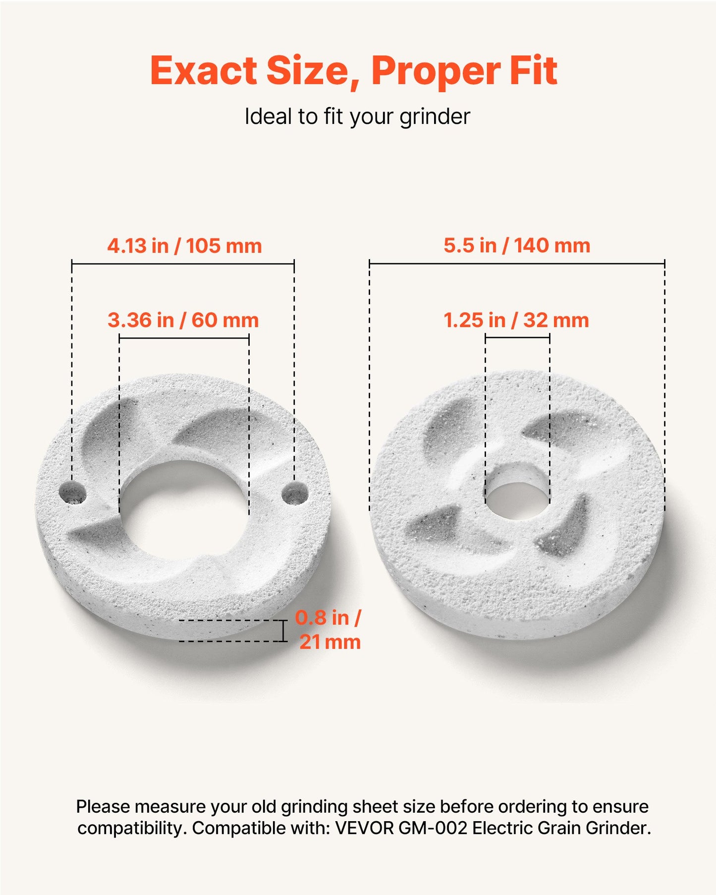 2PCS Marble Dry & Wet Grinding Discs for Electric Grain Mill - Compatible with GM-002