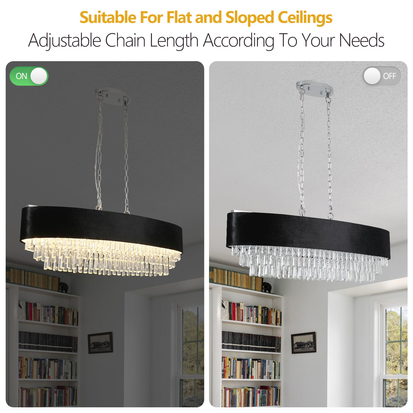 39in Crystal Chandelier with Adjustable Height, 8-Light G9 Base