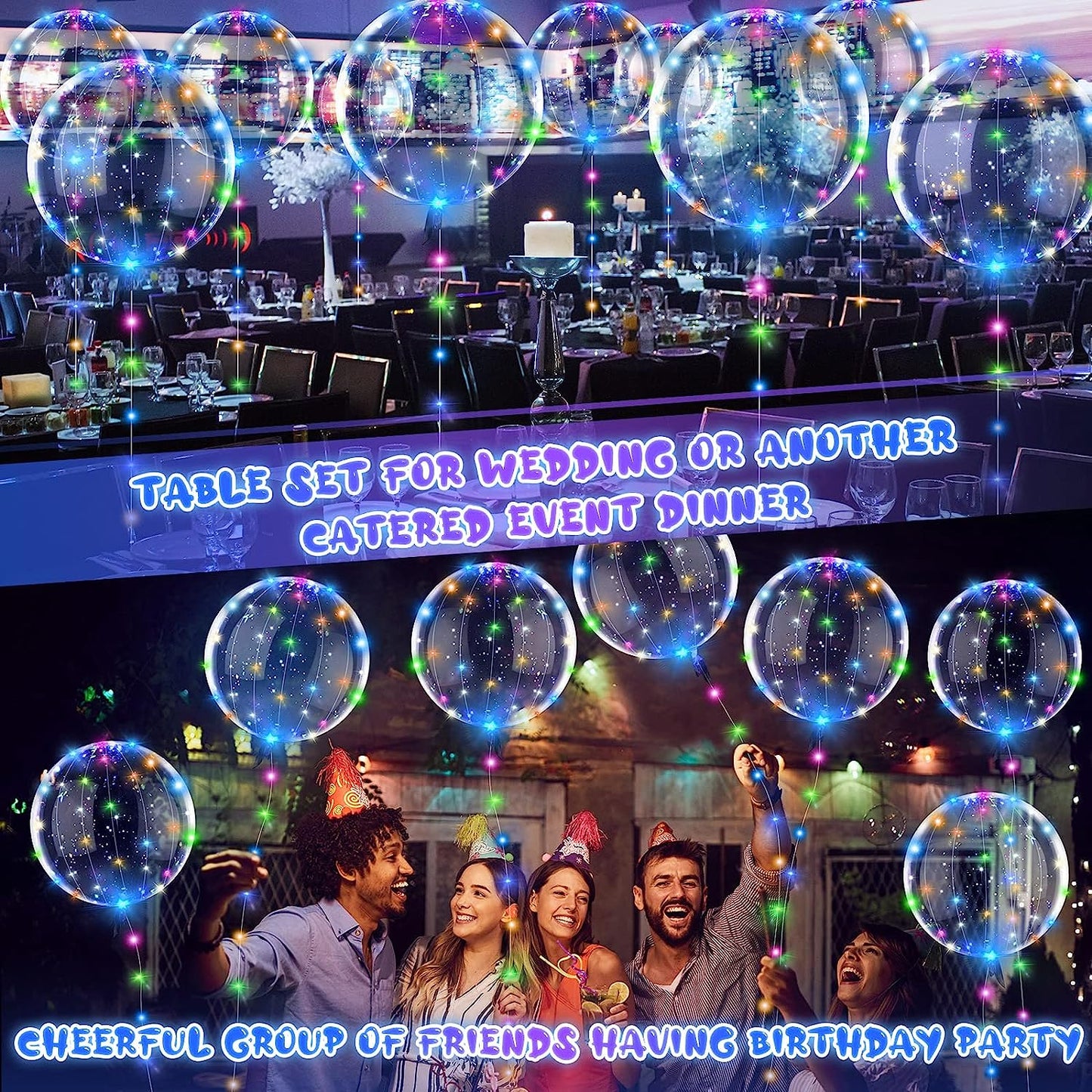 Light Up Balloons - 10PCS Clear LED Balloons with String Lights