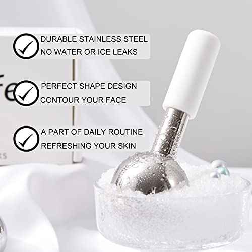pfefe Ice Globes for Face & Eyes, Unbreakable Stainless Steel Cryo Sticks for Beauty Routines, Facials Cold Roller Cooling Globes for Puffiness, Wrinkles, Dark Circles, Headaches