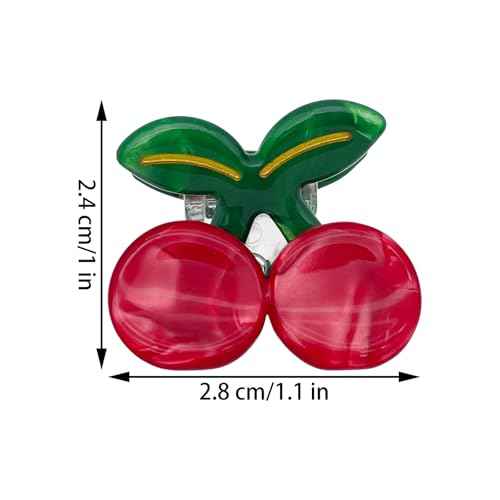 6Pcs Mini Cherry Hair Clips Acetate Hair Claw Cute Cherry Hair Clip Small Hair Barrettes Fruit Hairpins Tiny Sweet Fashion Hair Accessories for Women Girls