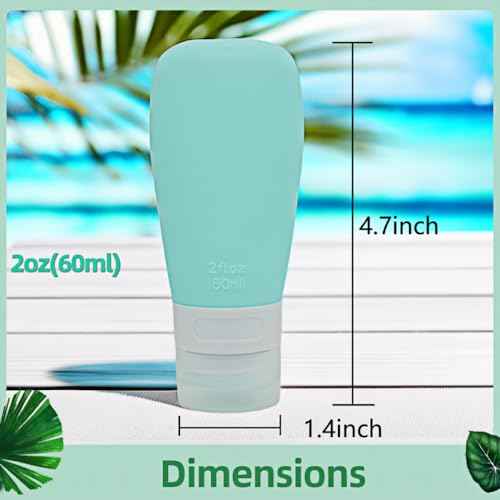 Silicone Travel Bottles, Leak Proof Squeezable Refillable Travel Accessories Toiletries Containers Travel Size Cosmetic Tube for Shampoo Lotion Soap Liquids (2oz Grey/blue/white/green)