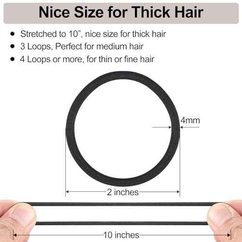 Black Hair Ties No damage 280 Bulk Pack, 4MM Ouchless Elastic Hair Bands for Women's Hair Elastic Ponytail Holders for Ponytails, Thick, Medium, Thin, Fine & Short Hair