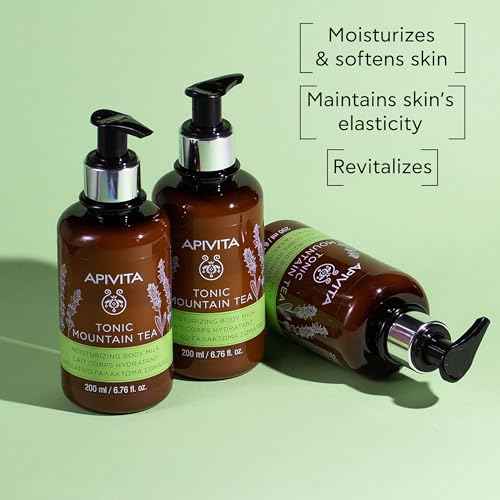 Apivita Tonic Mountain Tea Mousturizing Body Milk | Moisturizes, Softens Tones & Revitalizes with Mountain Tea & Propolis, 200 mL / 6.67 oz