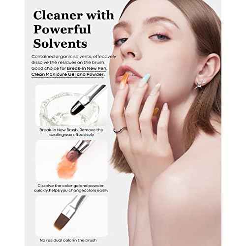 Modelones Nail Art Brush Cleaner & Restorer for Nail Polish/Extension Gel/Solid Builder Gel/Dip Powder/Acrylic Manicure Kits DIY Salon at Home - 80ml, W/Pro Brush