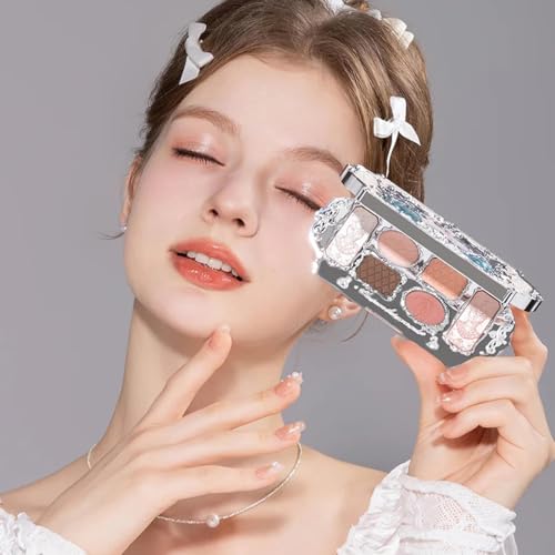 Flower Knows Swan Ballet 5-Piece Makeup Set,Shine Lipstick(B03) + Powder Blush(05) + Eyeshadow(01) + Canvas Tote Bag + Hair Clip,Gift for Girls & Women