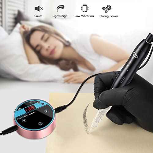 P70 Permanent Makeup Machine kit-BIOMASER Permanent Makeup Microblading Tattoo Machines with Swiss Motor Rotary Pen Mini Power Supply Cartridge needles for Eyebrow Eyeliner Lip