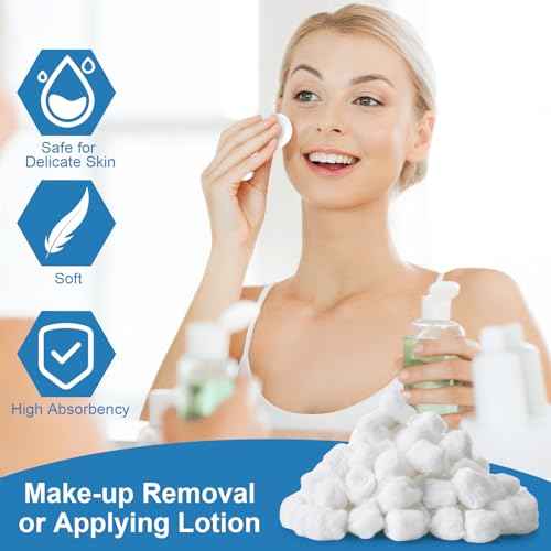 3000 Pcs Cotton Balls Bulk Medium Size Organic Pure Cotton Balls for Makeup Remover, Nail Polish Remover and More