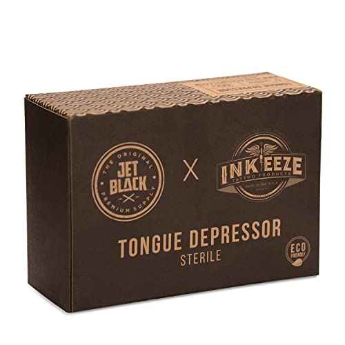 Jet Black Tattoo Tongue Depressor, Eco Friendly Tattoo Supplies, Individually packaged and EO Sterilized, Easy Transferring Ointments, 100 Count