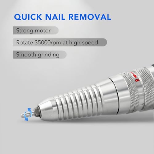 Nail Drill Handpiece for UP200 Machine, 35000RPM Professional Electric Nail File Machine Replacement 3 Pins for Manicure Art Tool, Low Noise and Smooth (Only Handpiece)