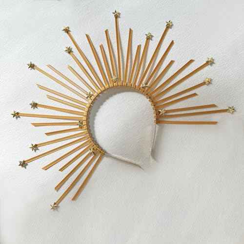 Mary Crown Headband Goddess Spiked Zip Tie Pentagram Hairband Halloween Headdress for Women