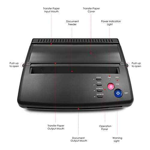 BIOMASER Tattoo Stencil Printer for Tattooing,Tattoo Printer Transfer Stencil Machine Drawing Thermal Maker Copier with 20 Transfer Papers£¨Black