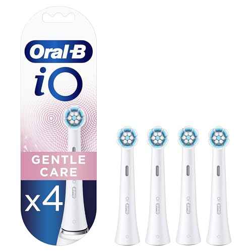 Oral-B iO Gentle Care Electric Toothbrush Head, Twisted & Angled Bristles for Deeper Plaque Removal, Pack of 4, Suitable for Mailbox, White