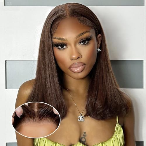 Wear and Go Glueless Bob Wig Human Hair 200% Density 5x5 HD Lace Closure Wigs For Black Women Glueless 5x5 Closure Wigs Human Hair Pre Plucked Bob Brown Color 16 Inch