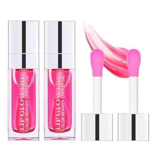 Hydrating Lip Glow Oil, Moisturizing Lip Glow Oil, Lip Plumper Gloss, Transparent Lip Gloss, Lip Oil, Plumping Lip Oil, Lip Balm, Tinted Lip Balm Lip Care (2PCS Raspberry)