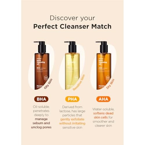 Hanskin BHA Pore Cleansing Oil, Gentle Blackhead Cleanser and Makeup Remover for Combination and Oily Skin, Korean Skincare [BHA/10.14 oz]