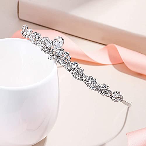 EVER FAITH Women's Austrian Crystal Wedding Teardrop Hair Tiara Headband Clear Silver-Tone