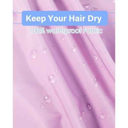Aquior Shower Cap,Extra Adjustable Shower Caps for Women Double-Layer Waterproof Reusable Hair Cap, Large Size Hair Cap for All Hair,for Girls Spa Bath,Soft and Comfortable (Purple)