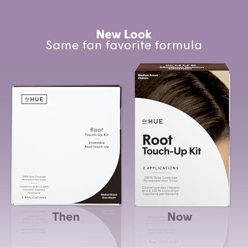 dpHUE Root Touch-Up Kit, Medium Brown - Permanent Hair Color for Gray Coverage - Includes Two Applications - Paraben, SLS & SLES Sulfate Free - Leaping Bunny Certified