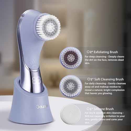 Facial Cleansing Brush Face Scrubber Exfoliator Rechargeable IPX7 Waterproof Electric Spin Cleanser Device for Exfoliating, Massaging and Deep Cleansing Removing Blackhead, Face Massaging