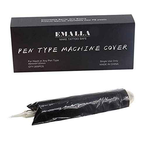 Pen Machine Covers - Autdor 200Pcs Pen Covers Black Gun Covers Grip Covers Disposable Machine Bags Sleeves for Tattoo Supplies