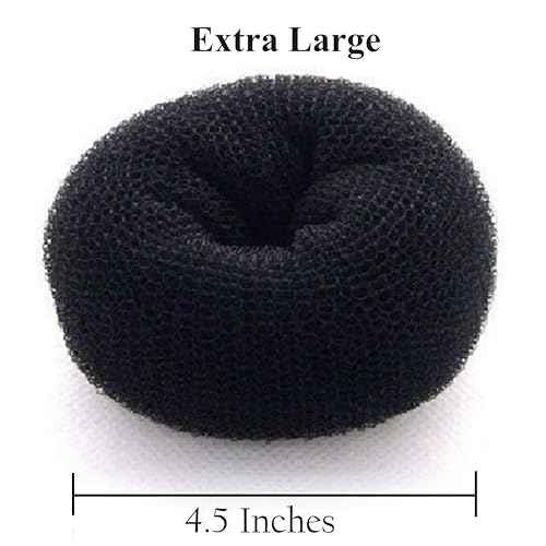 Beaute Galleria Hair Donut Bun Maker Ring Style Mesh Chignon Ballet Sock Bun (X-Large, Black)
