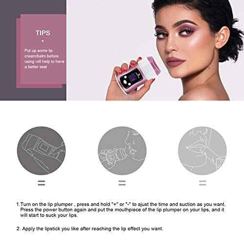Lip Plumper - Lip Suction Booster Automatic, Intelligent Control (Time, Sucking), Digital Display, Charging via USB, Standing Design Lip Filler for Lip Make-Up (Bonus Sponge Pad Included)