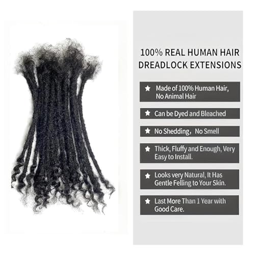 100% Real Human Hair 0.2cm Width 10 Inch Loc extensions Human Hair with Curly Ends 50 Strands per pack Full Handmade Dreadlock Extensions Can be dyed and bleached for Men Women Kids (10 Inch-50)