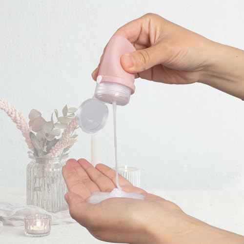 1oz Travel Bottles for Toiletries, Silicone Leak-Proof TSA Approved Travel Size Containers (4-Pack) - Reusable Refillable Bottles for Shampoo, Body Wash, Lotion